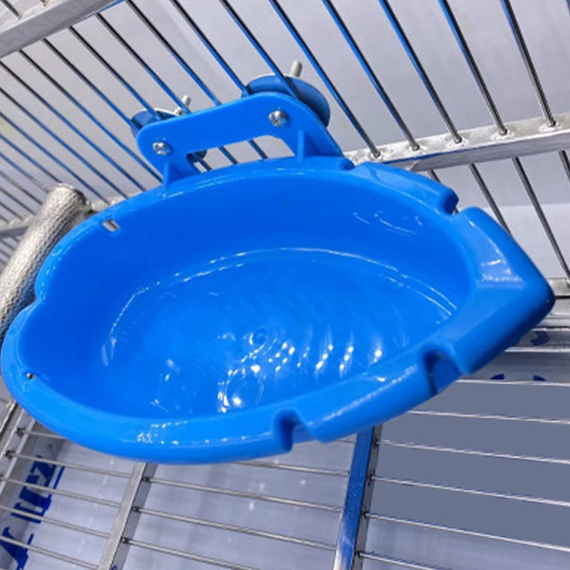 Parrot Bird Bath & Food Tray – Blue Cage Bathtub Accessory Bird Bath Tray Babs