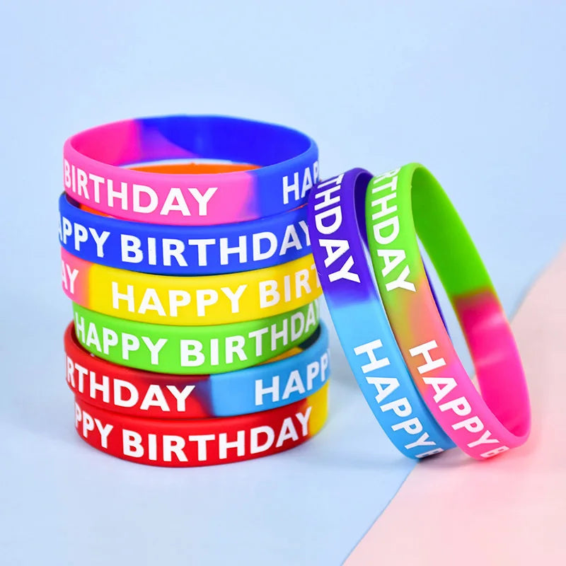 Happy Birthday Rubber Bracelets Kids Party Favors 10/20 Pcs Party Favor Bracelets Babs