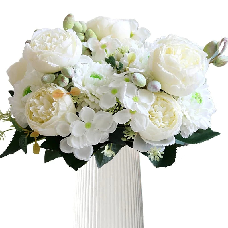 Artificial Silk Rose & Hydrangea Bouquet | Wedding Home Decor Artificial Flower Bouquet Babs Color 4 1 pc
