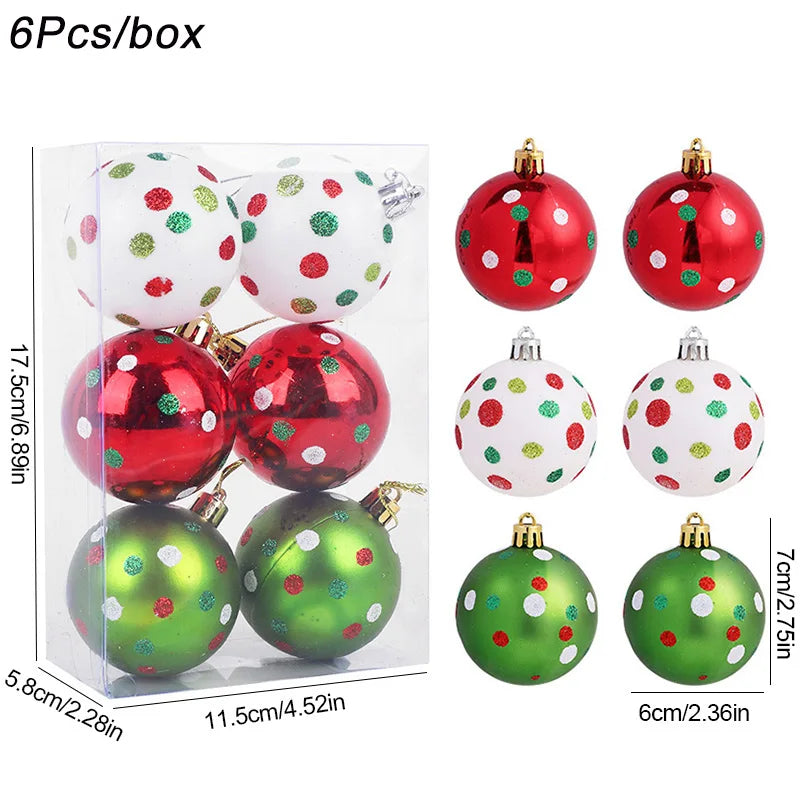 6-Pack 6cm Christmas Ball Ornaments – Red & Green Xmas Tree Decor Christmas Tree Ornaments Babs A 6cm