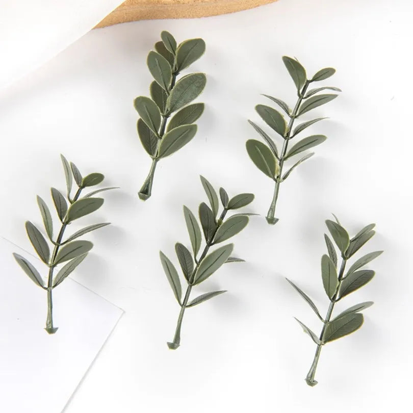100/200Pcs Artificial Leaves UV Protection – Wedding Party Decor Artificial Decorative Leaves Babs army green 200pcs