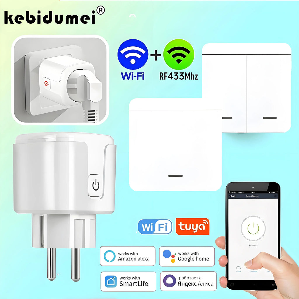 Tuya WiFi RF433 Smart Socket 16A – Voice & App Control Smart WiFi Socket Babs