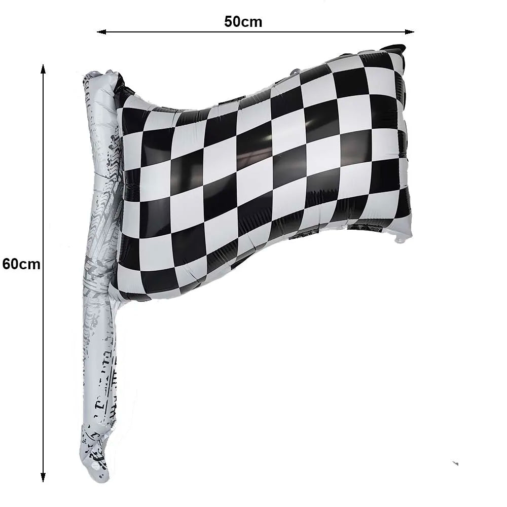 Race Car Checkered Flag Party Supplies – Racing Theme Decor Party Decoration Set Babs Silver