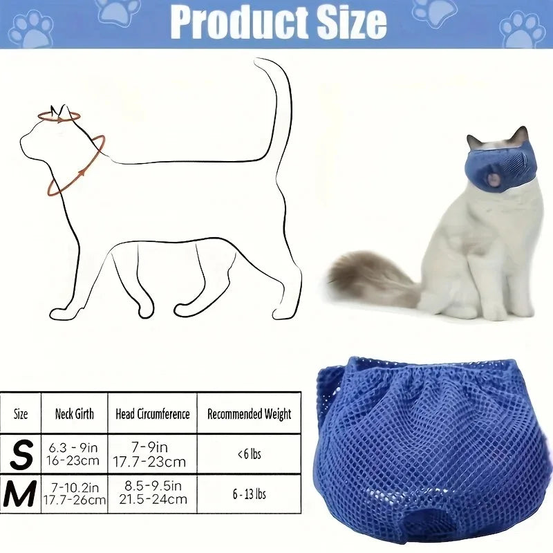 Adjustable Breathable Mesh Cat Muzzle for Safe Grooming Cat Grooming Muzzle Babs