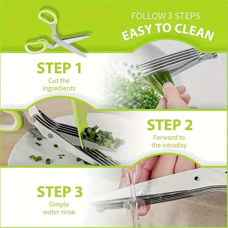 5-Layer Stainless Steel Multi-Blade Kitchen Herb Scissors Kitchen Scissors Babs