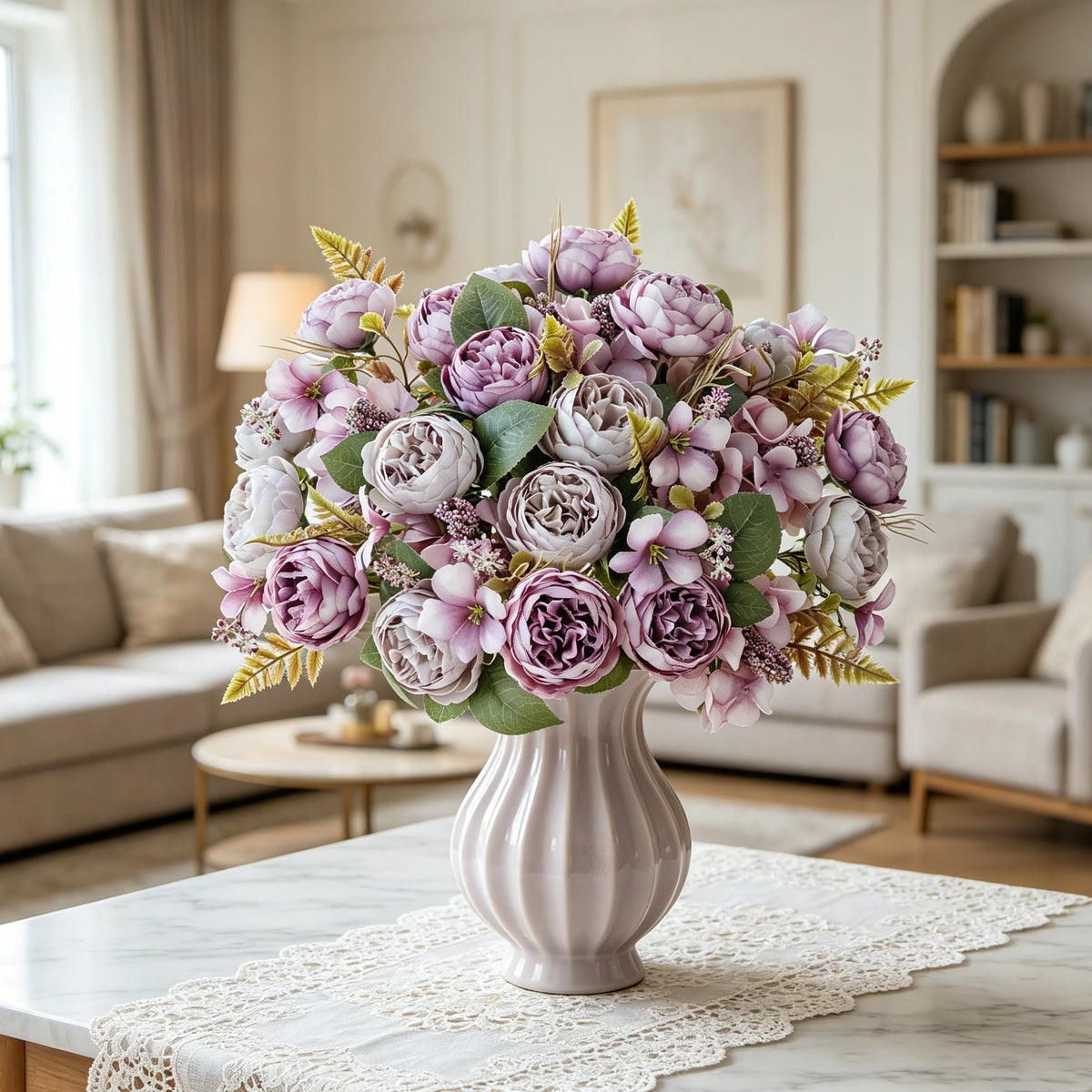 Artificial Silk Peony & Hydrangea Bouquet | Wedding Home Décor Artificial Flower Bouquet Babs