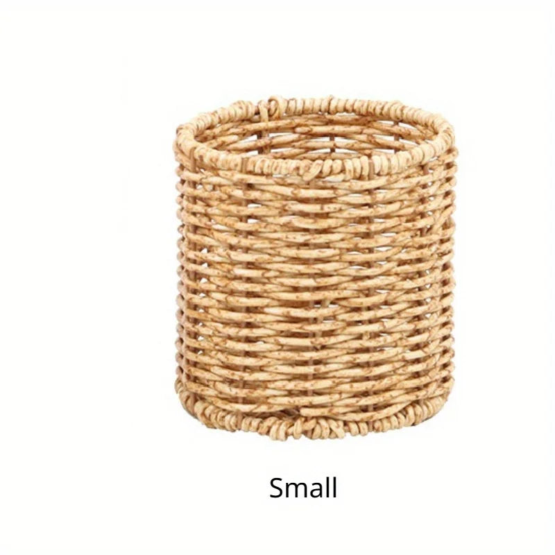 Handmade Vine Woven Round Pen Holder Desktop Organizer Woven Pen Holder Babs Small
