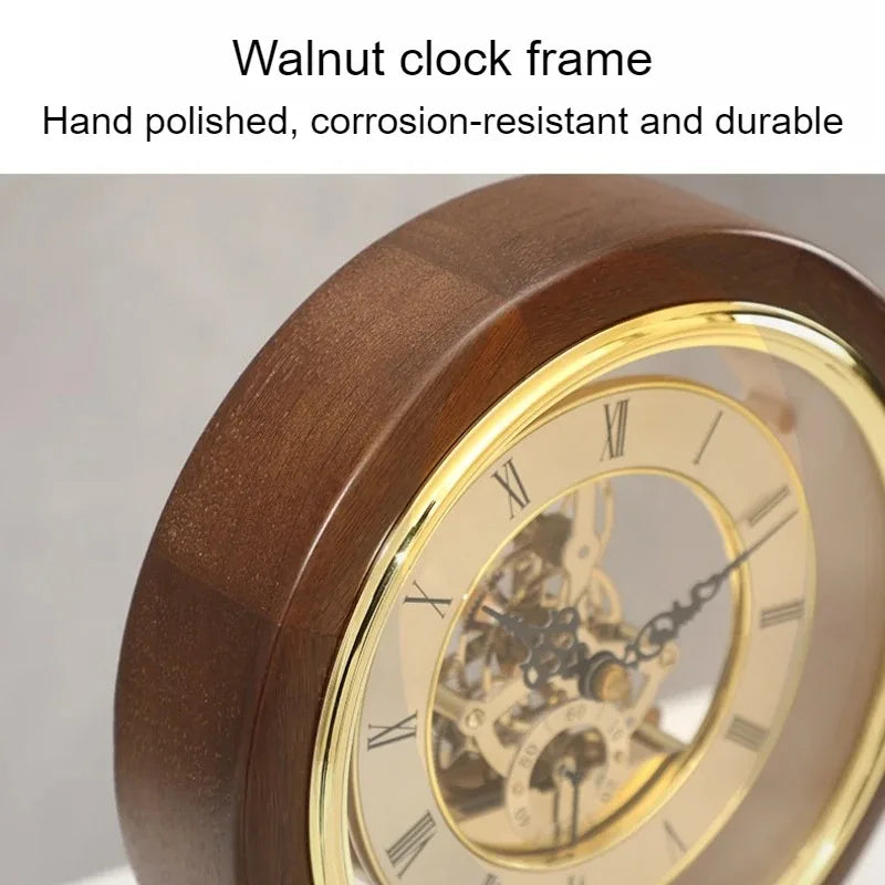 Vintage Solid Wood Desk Clock – Silent Movement, Walnut Finish Vintage Desk Clock Babs