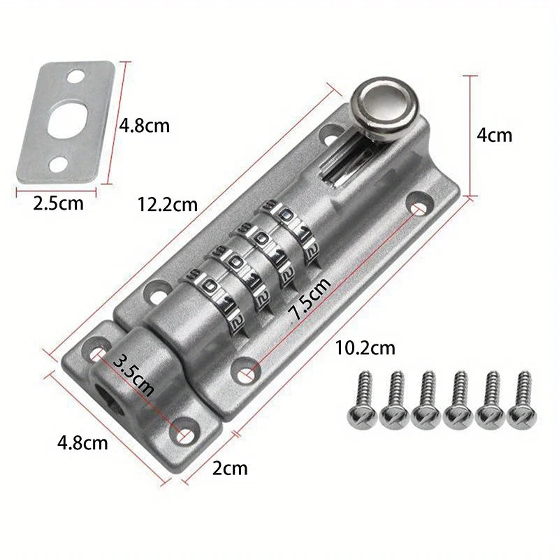 Combination Digit Padlock – Zinc Alloy Door Bolt Latch, Black/Silver Combination Padlock Babs