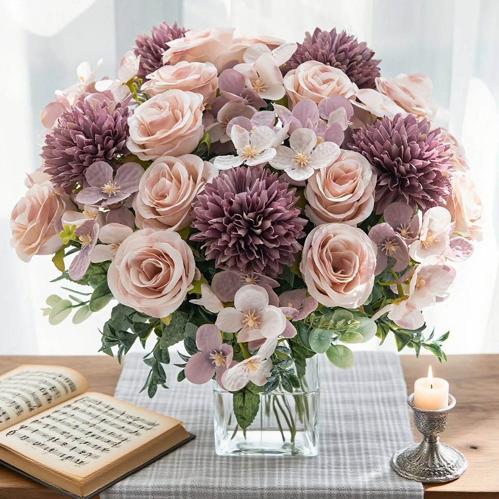 Silk Artificial Rose Bouquet – Wedding & Home Table Decor Artificial Flower Bouquet Babs