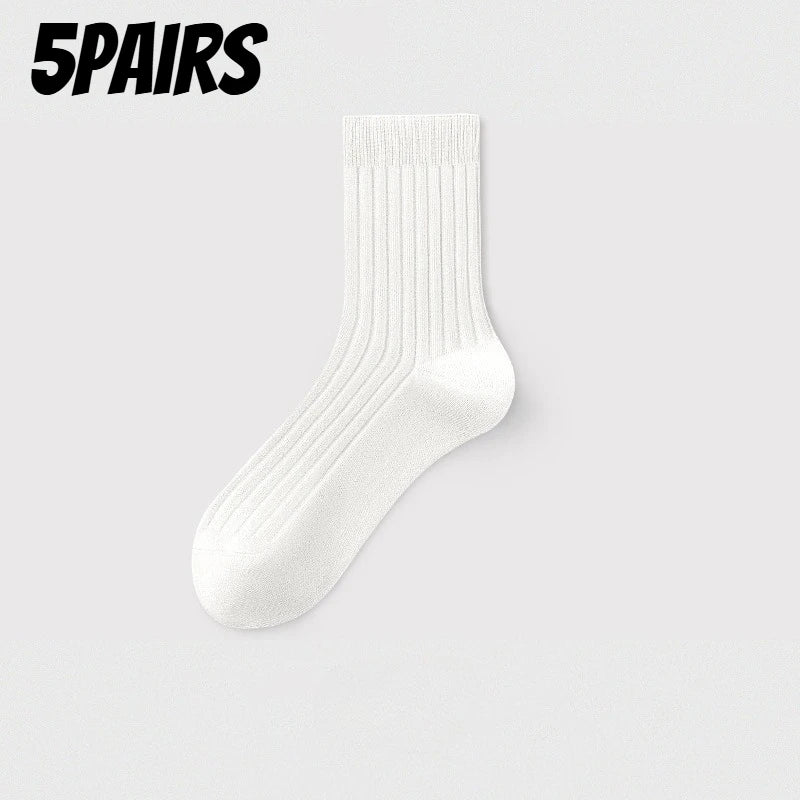 Men's Socks 5-Pair Set – Breathable, Soft, All-Season Men's Socks Babs WHITE