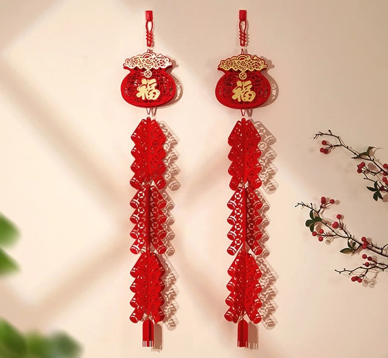 Chinese New Year Firecracker Pendant – Spring Festival Décor Holiday Decoration Pendant Babs 2pcs A
