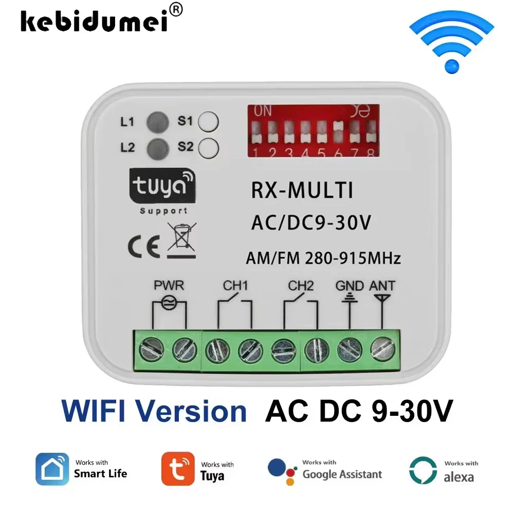 Tuya WiFi Universal Garage Door Relay Receiver 280-915MHz WiFi Relay Receiver Babs