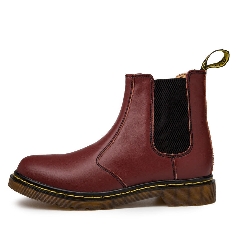 Women's Cowhide Leather Martin Boots – Chunky Block Heel
