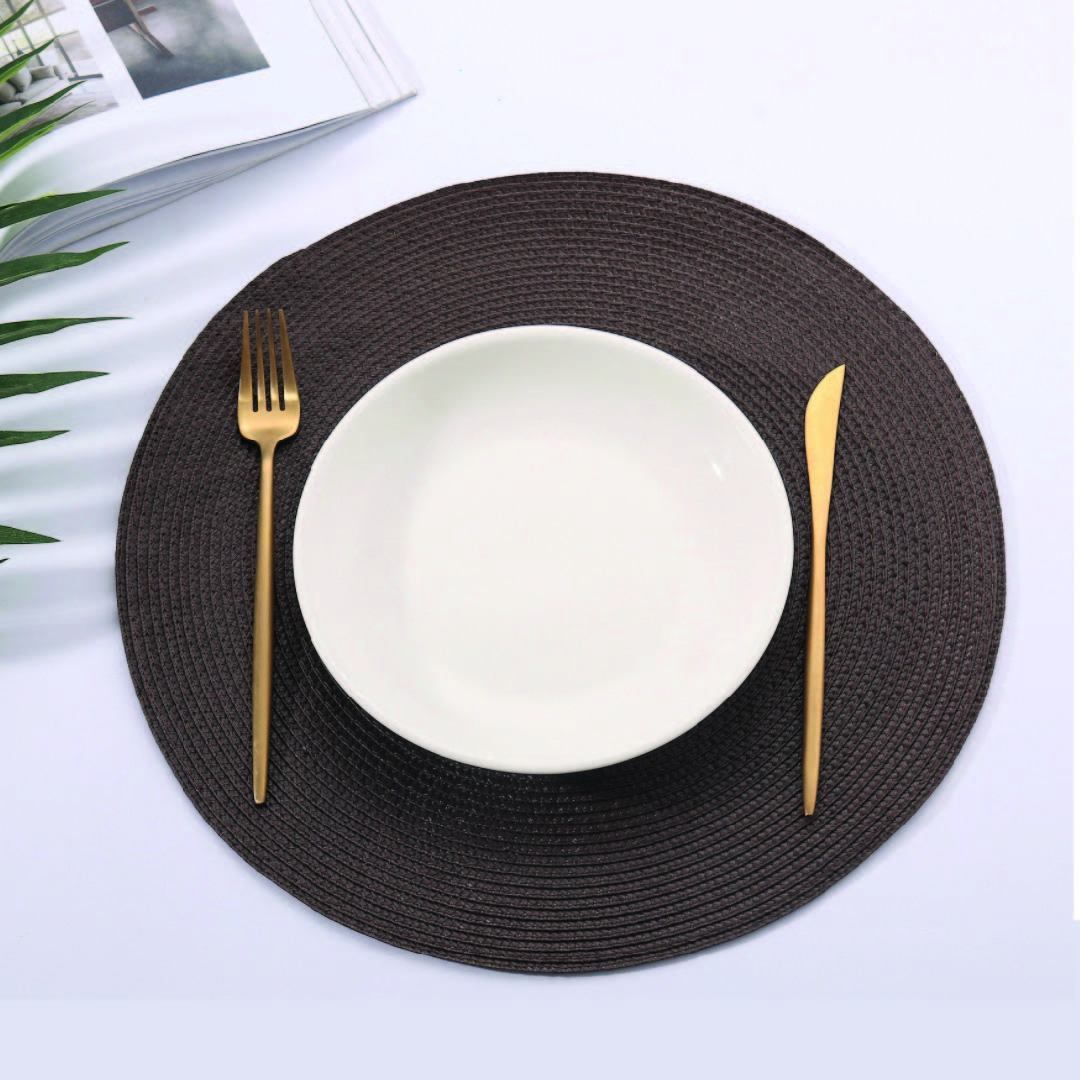 Round Basket Weave Placemat Set of 4 – 15" Polypropylene Woven Placemats Babs Brown