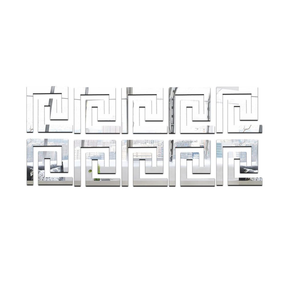 3D Textured Border Wall Trim & Mirror Wall Stickers Wall Sticker Trim Babs Silver Q10pc