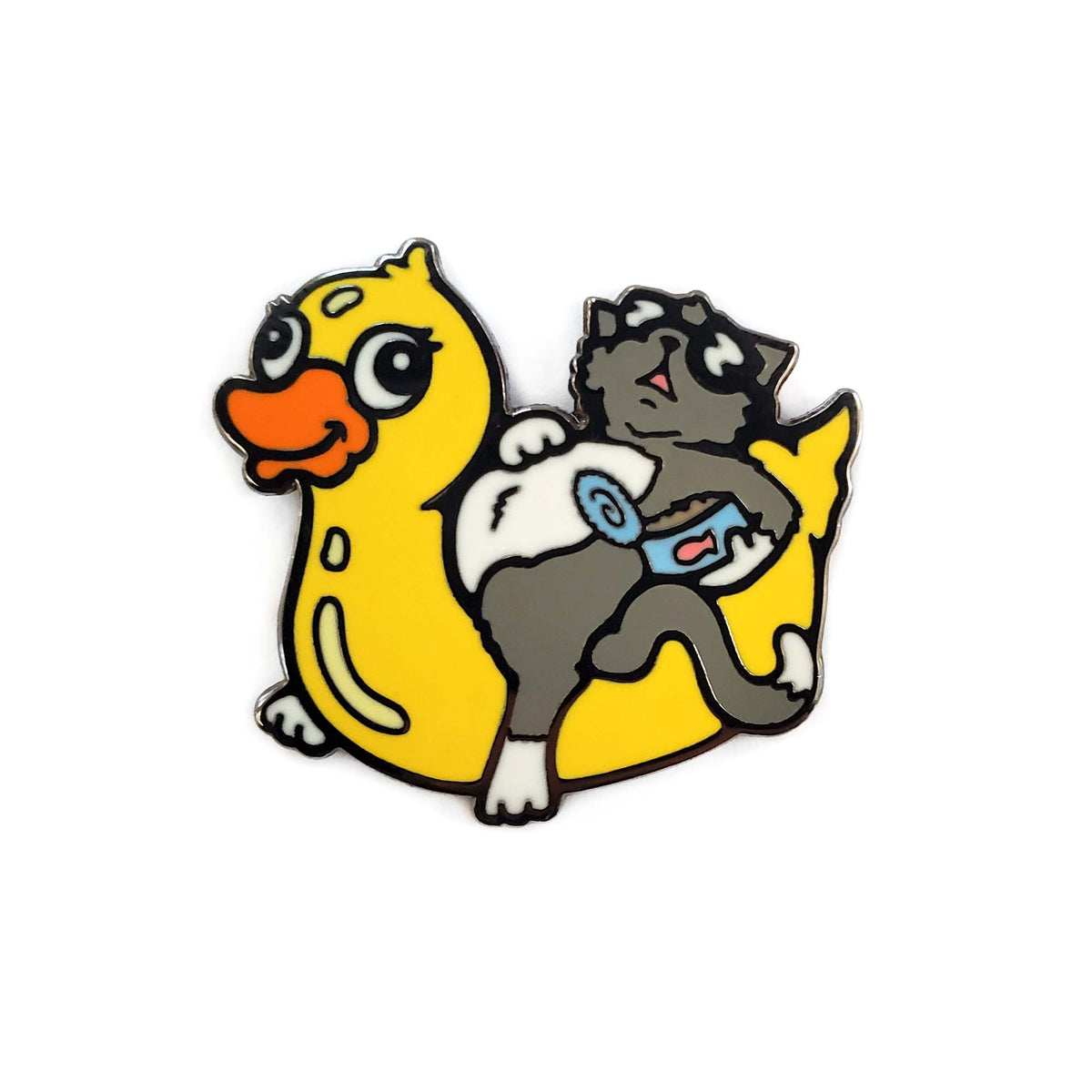 Pool Cat Hard Enamel Pin – Black Nickel & Nickel | Babs Enamel Lapel Pin Babs Gray