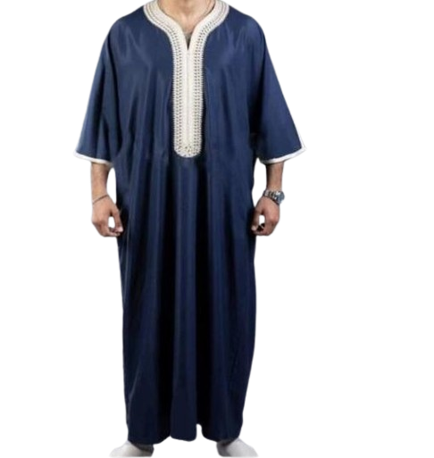 Men's Black Linen Muslim Robe – Stand-Up Collar Long Shirt Men's Muslim Robe Babs