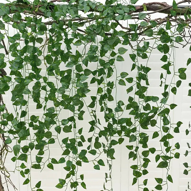 12pcs Artificial Green Leaf Hanging Vines – Indoor & Outdoor Decor Artificial Hanging Vine Babs