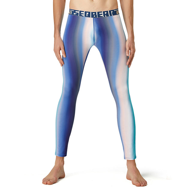 Men's Slim Fit Thermal Tights & Sleep Pants | Gradient Design Thermal Sleep Pants Babs Aurora Blue M