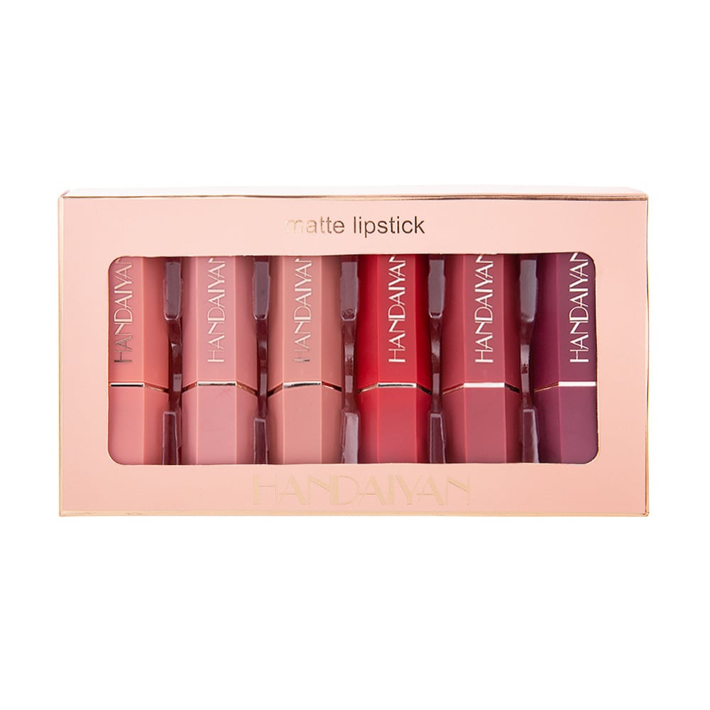 Matte Lipstick Gift Box Set – 6 Shades, Non-Stick Formula Matte Lipstick Set Babs