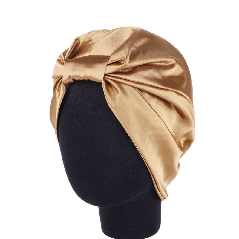 Double Layer Satin Sleep Cap – Silk-Like Hair Scarf Satin Sleep Cap Babs Purple + Peacock Blue